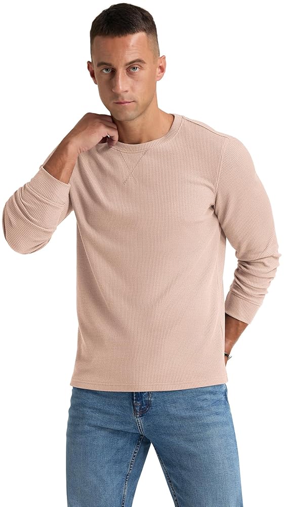 NITAGUT Mens Waffle Crew Neck T-Shirt Hipster Hip Hop